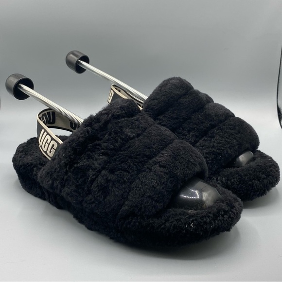 UGG Shoes - UGG Black Fluffy Sandals